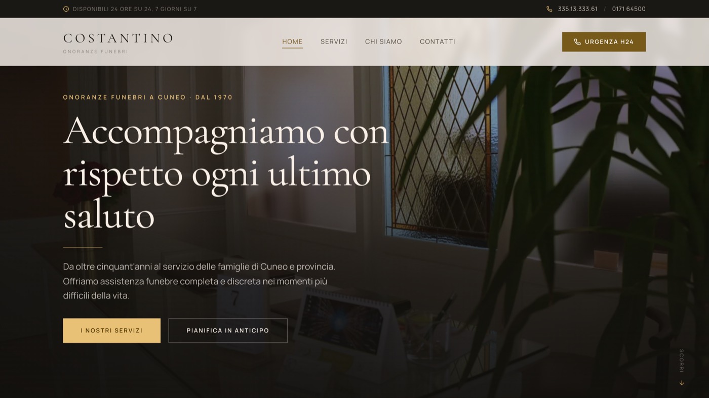 Sito web realizzato a Cuneo per Onoranze Funebri Costantino